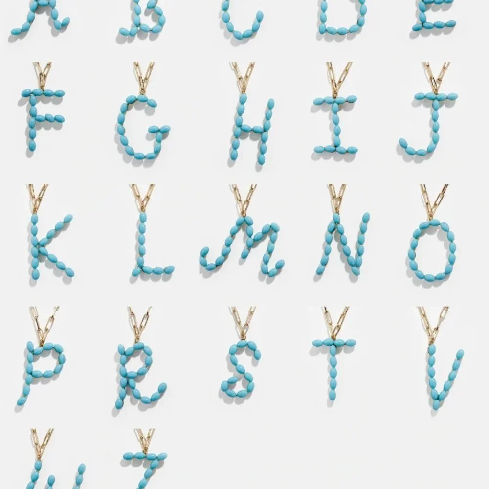 Blue Letter "G" Initial Paper Clip Name Necklace - Picture 2 of 4